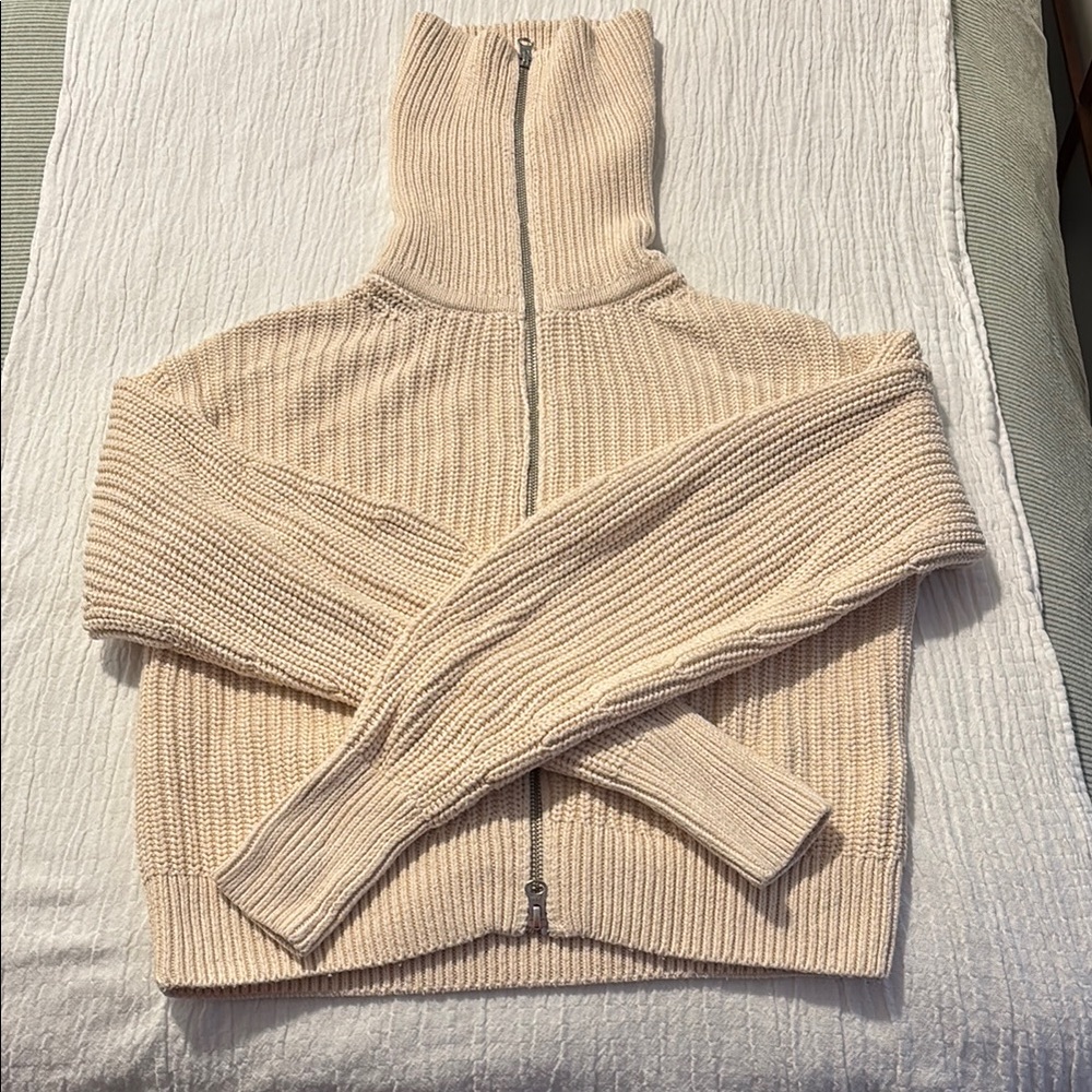 Everlane Cream Zip-Up Women's Sweater